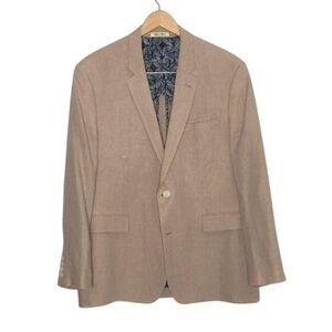 English Laundry Mens Beige Linen Blazer Jacket XL Single-Breasted Lined Two-Butt